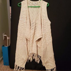Off White Fringe Tunic Sweater Vest